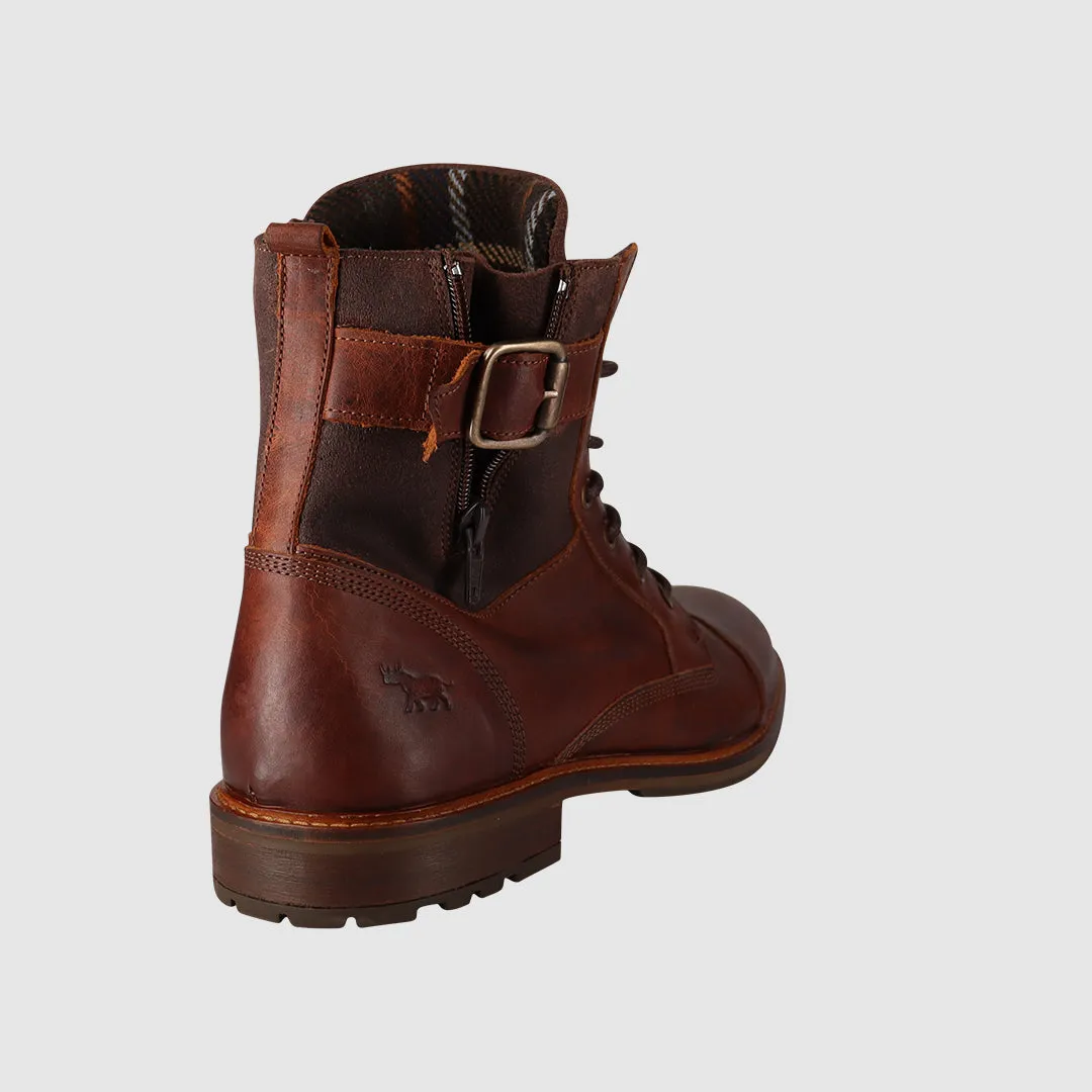 Plaid Lace Up Boots Rust Breathable Uppers