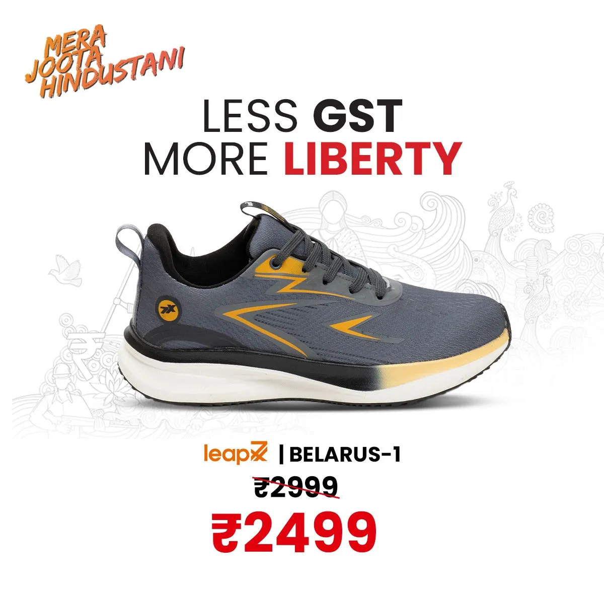 Leap7x Grey Sports Lacing Running Shoes For Men BELARUS-1 By Liberty Air Infusion
