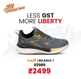 Leap7x Grey Sports Lacing Running Shoes For Men BELARUS-1 By Liberty Air Infusion