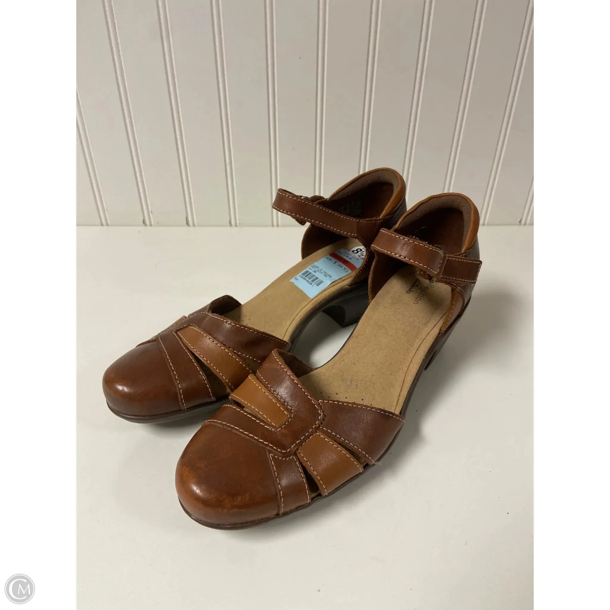 Light Grip Shoes Heels Block By Clarks In Brown, Size: 8.5