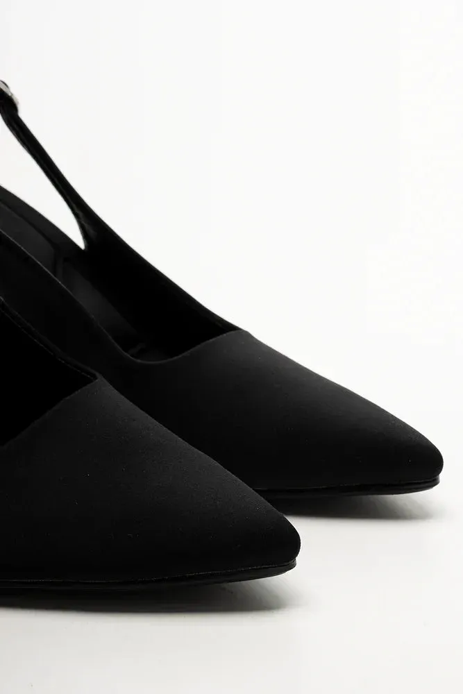 Sling Back Heels Black Winter Edge