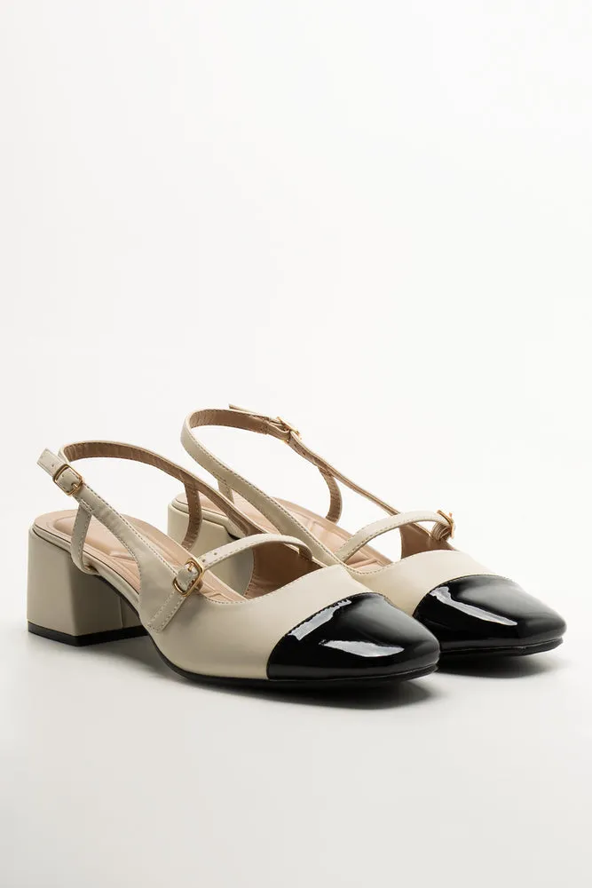 Sling Back Heels Natural Pack Easy Bold Comfort