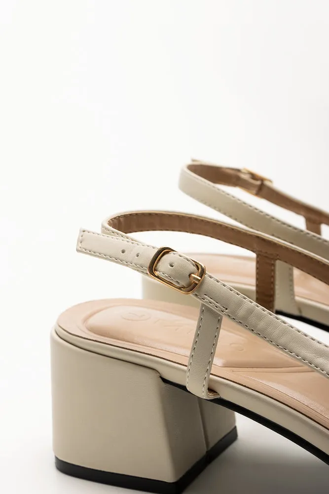 Closed Toe Style Premium Footwear Sling Back Heels Natural