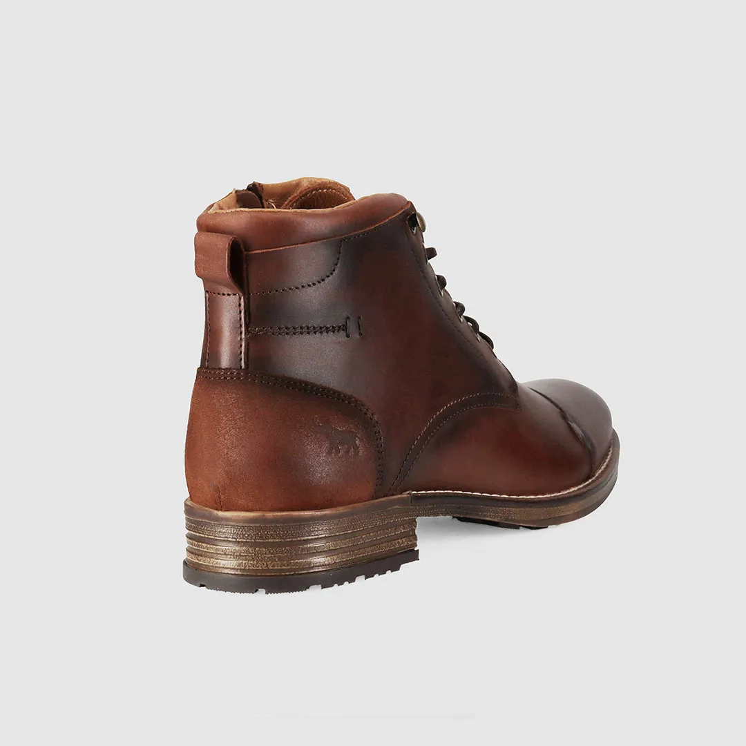 Scotia Lace Up Boots Burnished Brown Compression Molded Midsole