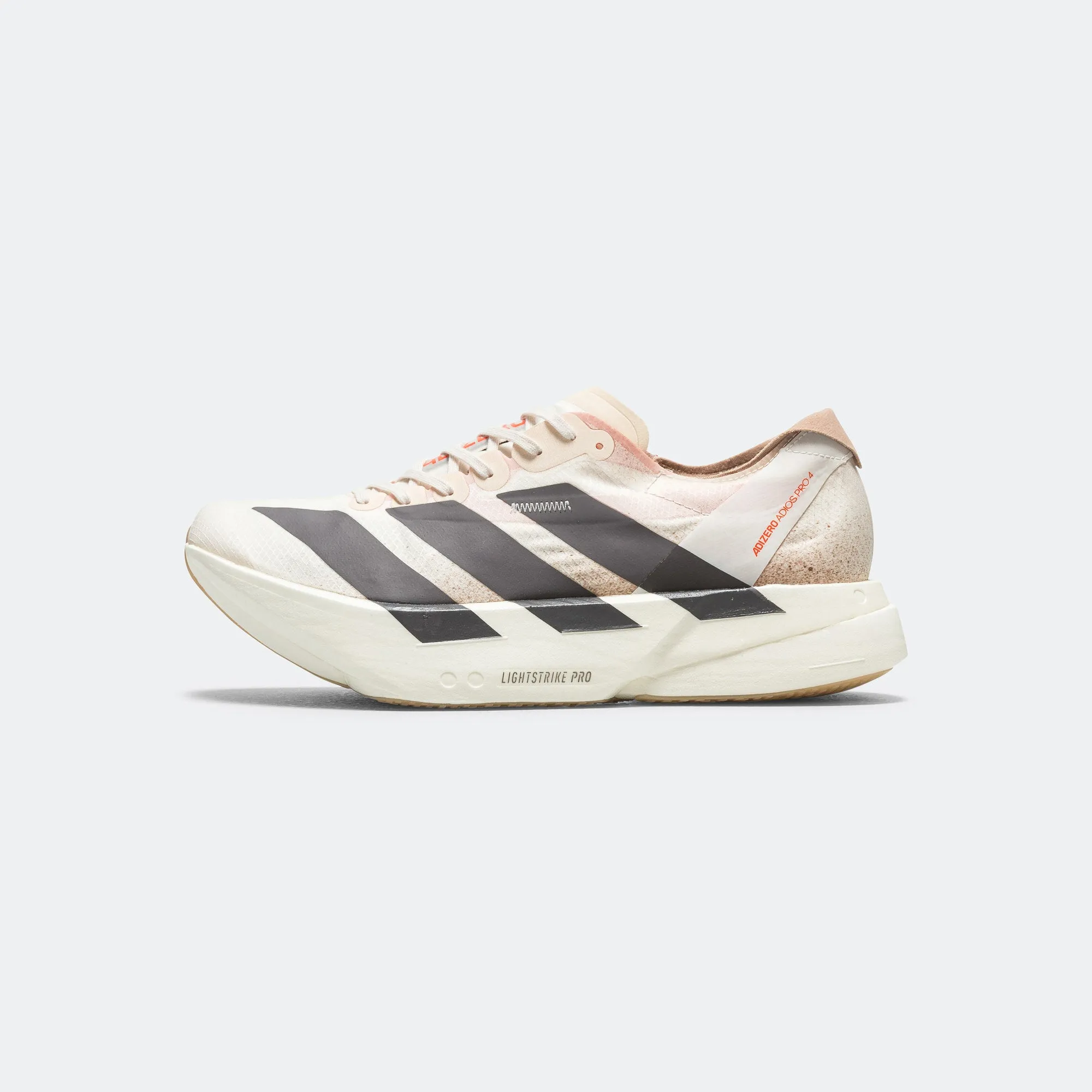 Cushioned ride Mens Adizero Adios Pro 4 - Chalk White/Grey Strata-Impact Orange