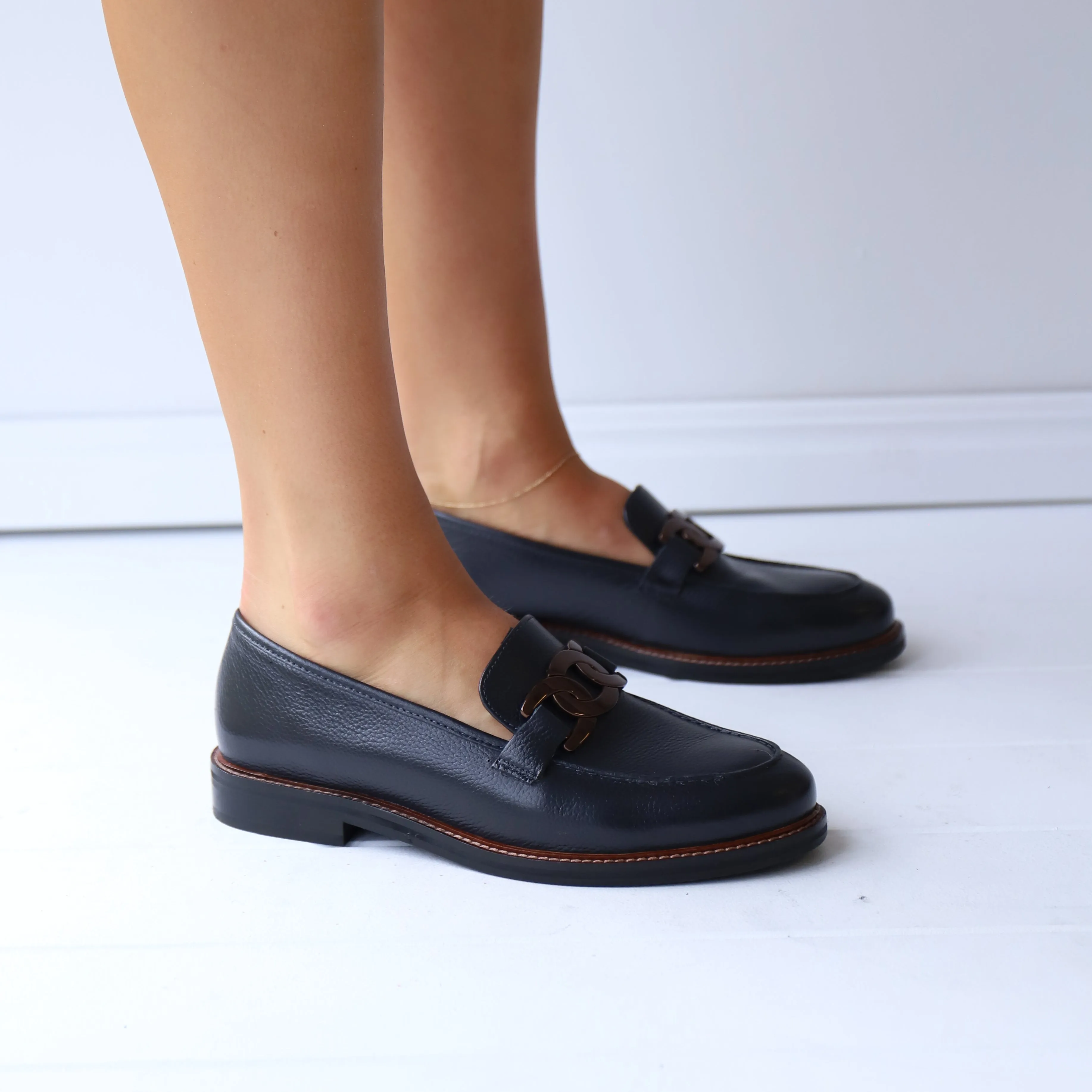 Soft Leather Long Meeting 11203 Navy