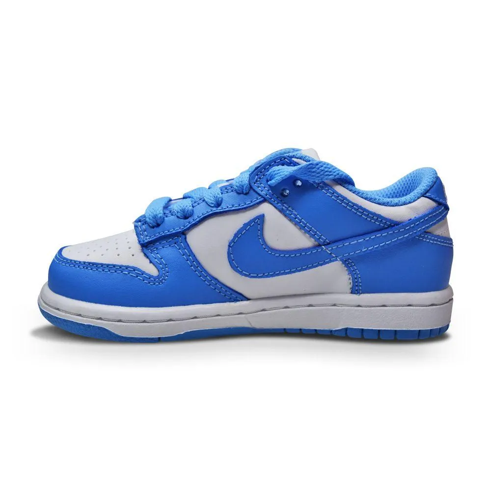 Kids Nike Dunk Low (PS) - CW1588 103 - White University Blue White Cushioning Pods Cross Training Ready