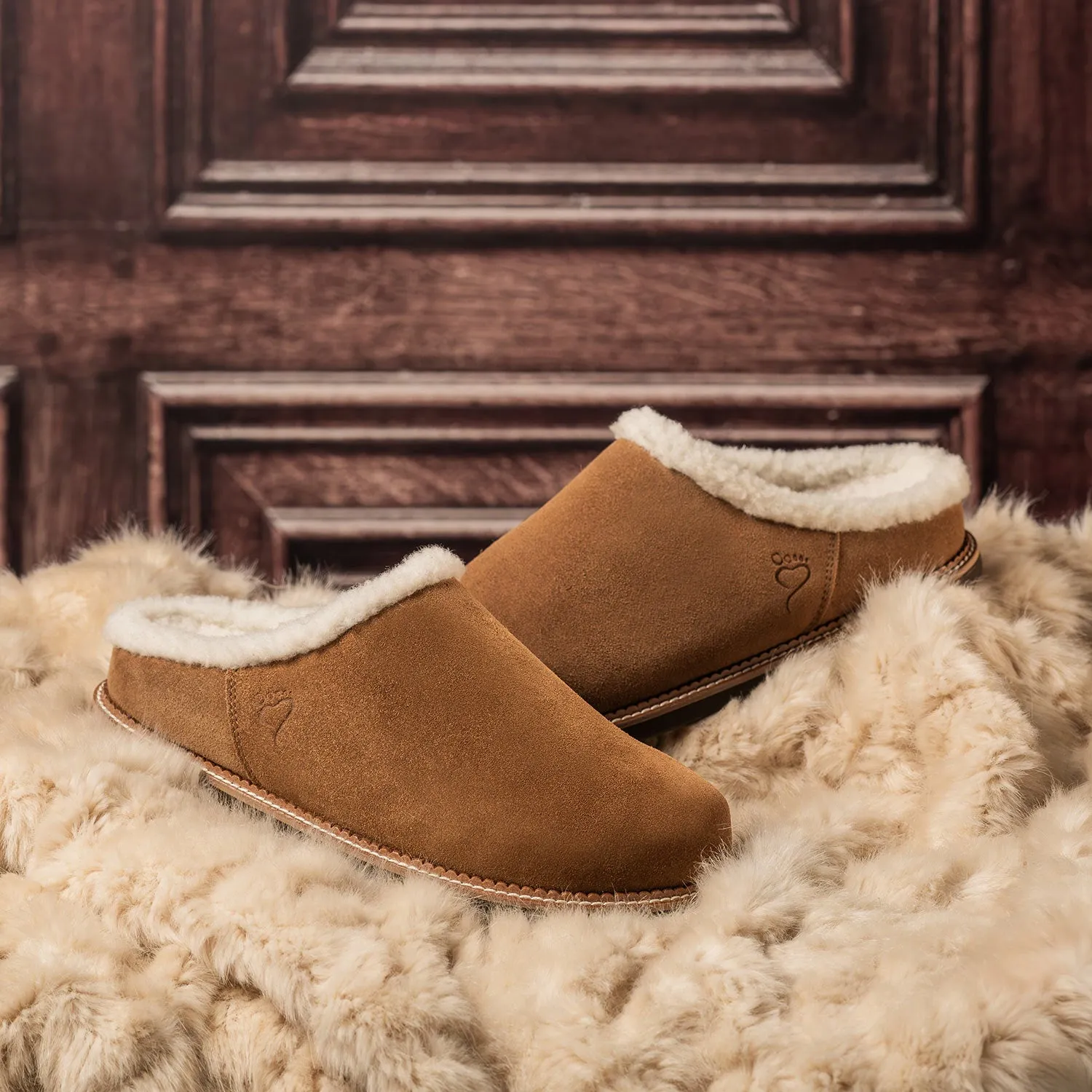 Buckle Detail Comfy Walking Snug: Tan Suede & Wool