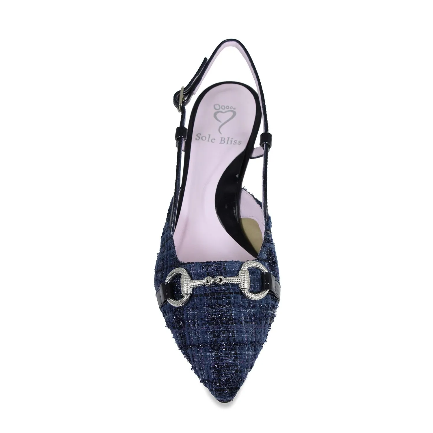 Addison: Navy Tweed & Patent Fast Move Elastic Fit