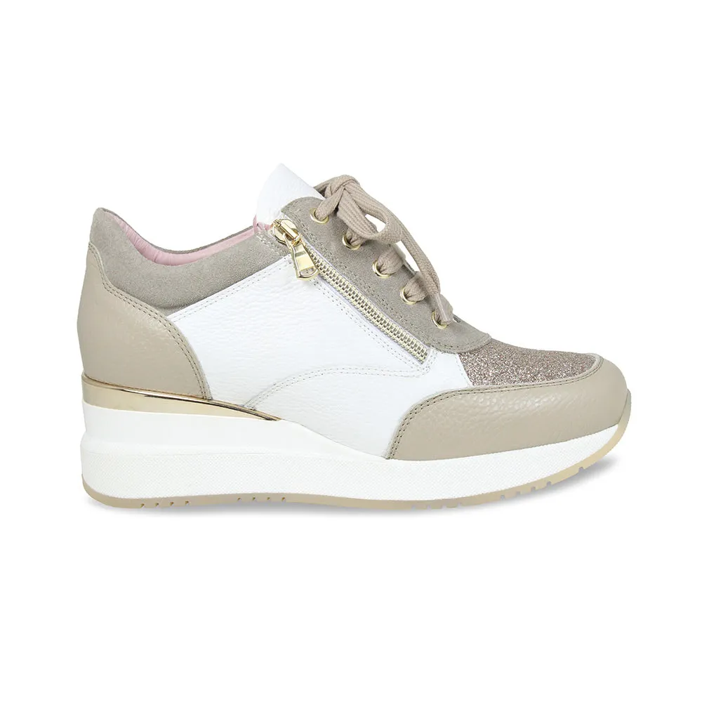 Electra: Taupe & White Leather Off Duty