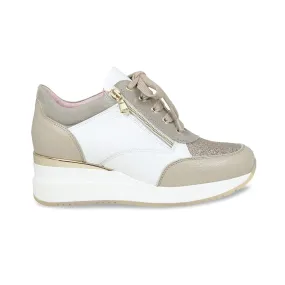 Electra: Taupe & White Leather Off Duty