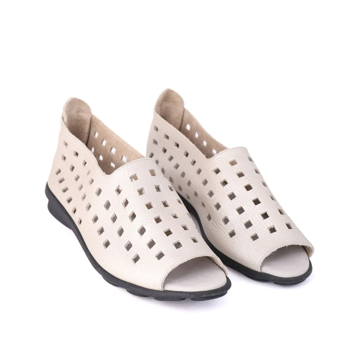 Easy Lock Chic Flats DRICK Ivory Metallic
