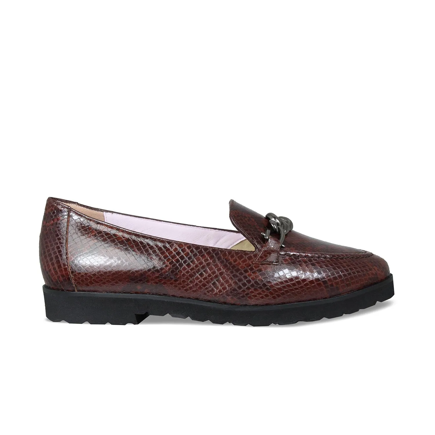 Tamara: Brown Snake Print Leather Breathable Design