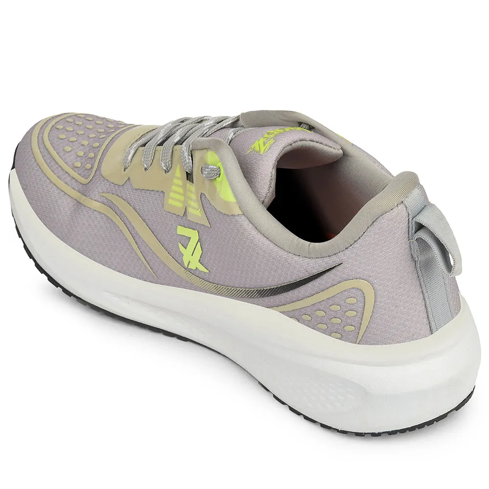 Leap7x Light Grey Sports Lacing Running Shoes For Men GHD-29 By Liberty Abrasion Resistant Guardrails