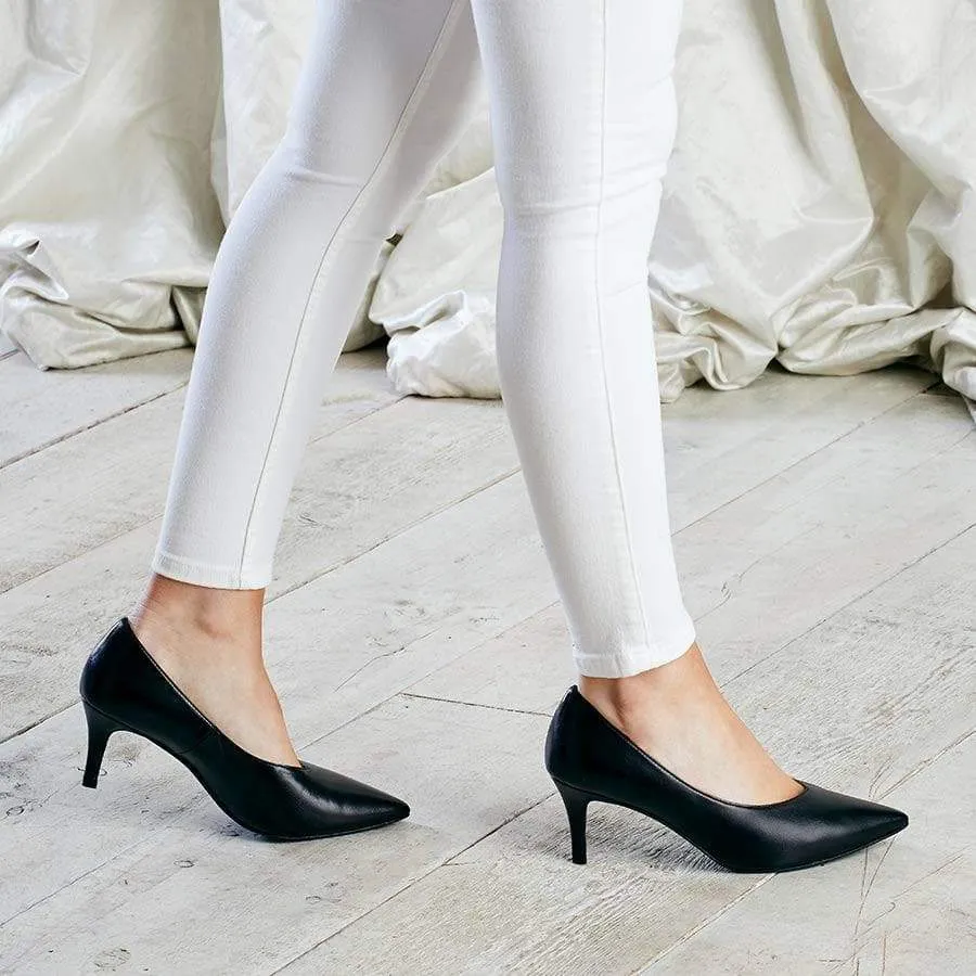 Carmen: Black Leather Easy Movement Work Shoes