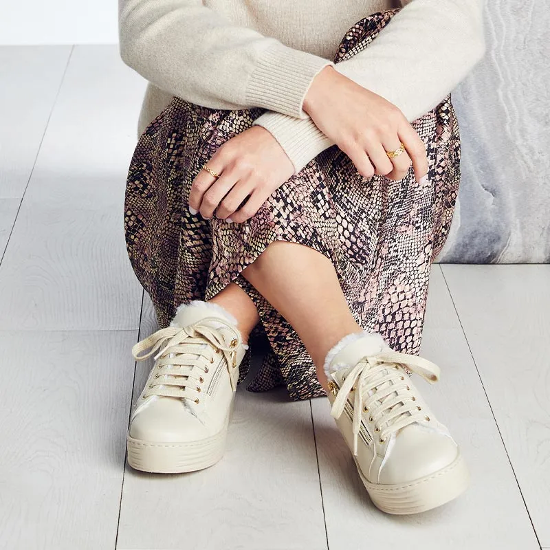 Foot Cushion Kick Back Honey: Cream Leather & Shearling