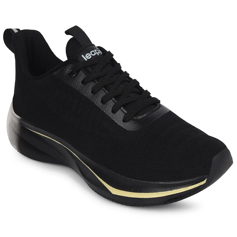 running in an intersection area shoes Leap7x Black Sports Lacing Running Shoes For Men ROASTER-1E By Liberty