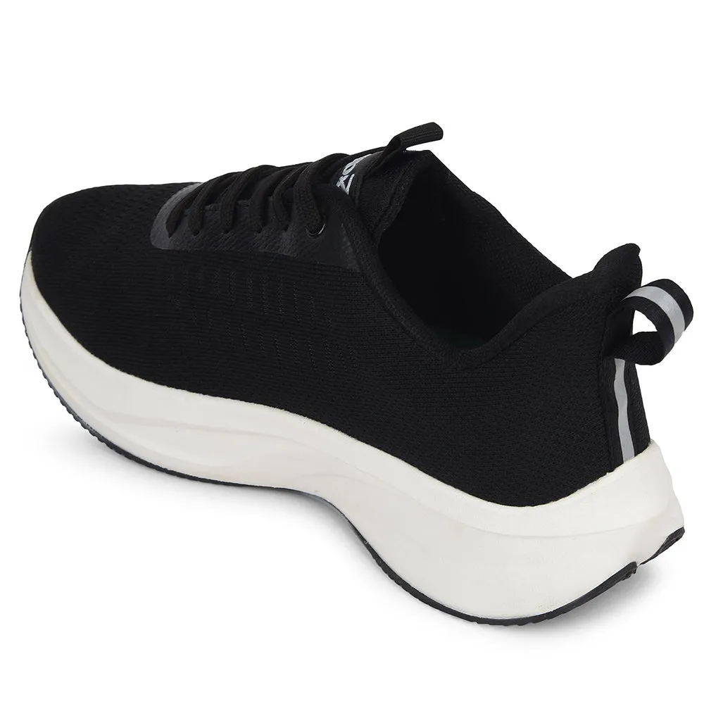 evening - wear shoes Leap7x Black Sports Lacing Running Shoes For Men ROASTER-1E By Liberty