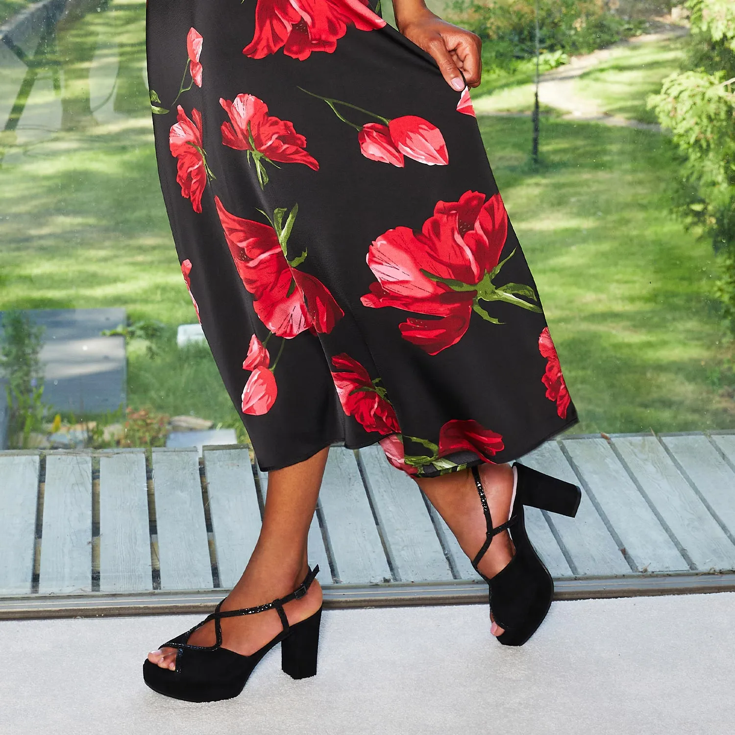 Rachel: Black Suede & Black Snake Soft Elastic Collar SlipResistant