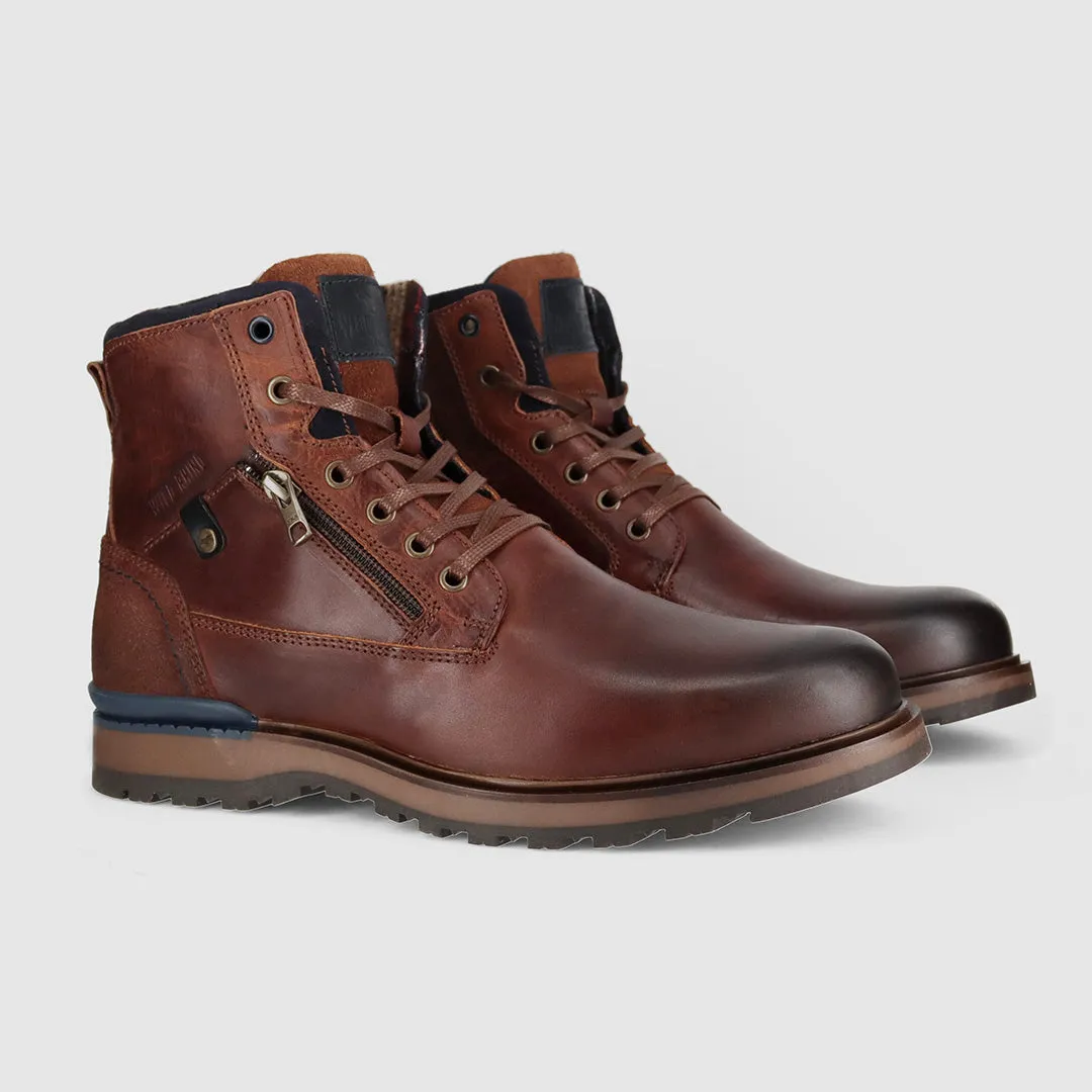 Workwear Style Stout Lace Up Boots Dark Brown