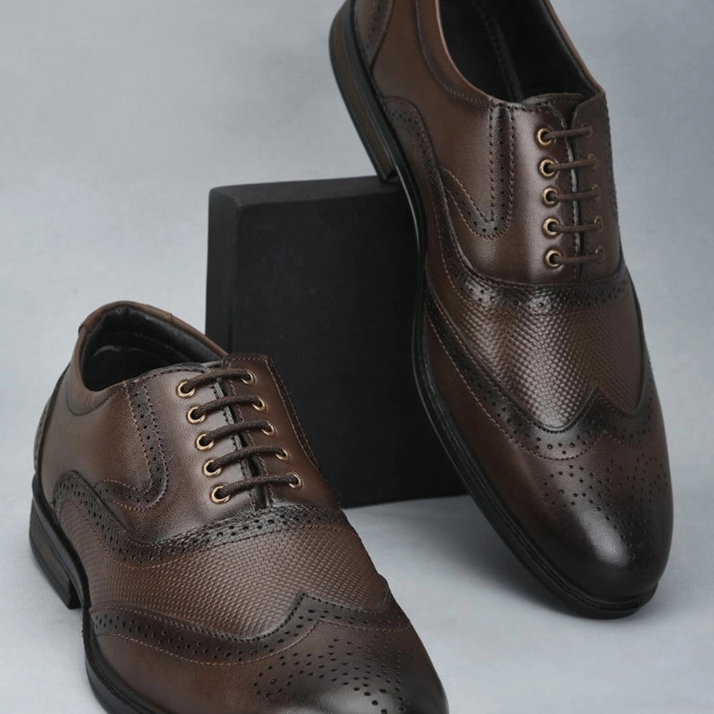 Fast-paced Fortune Formal Brown Lacing Brogue Shoes For Men HOL-125E By Liberty