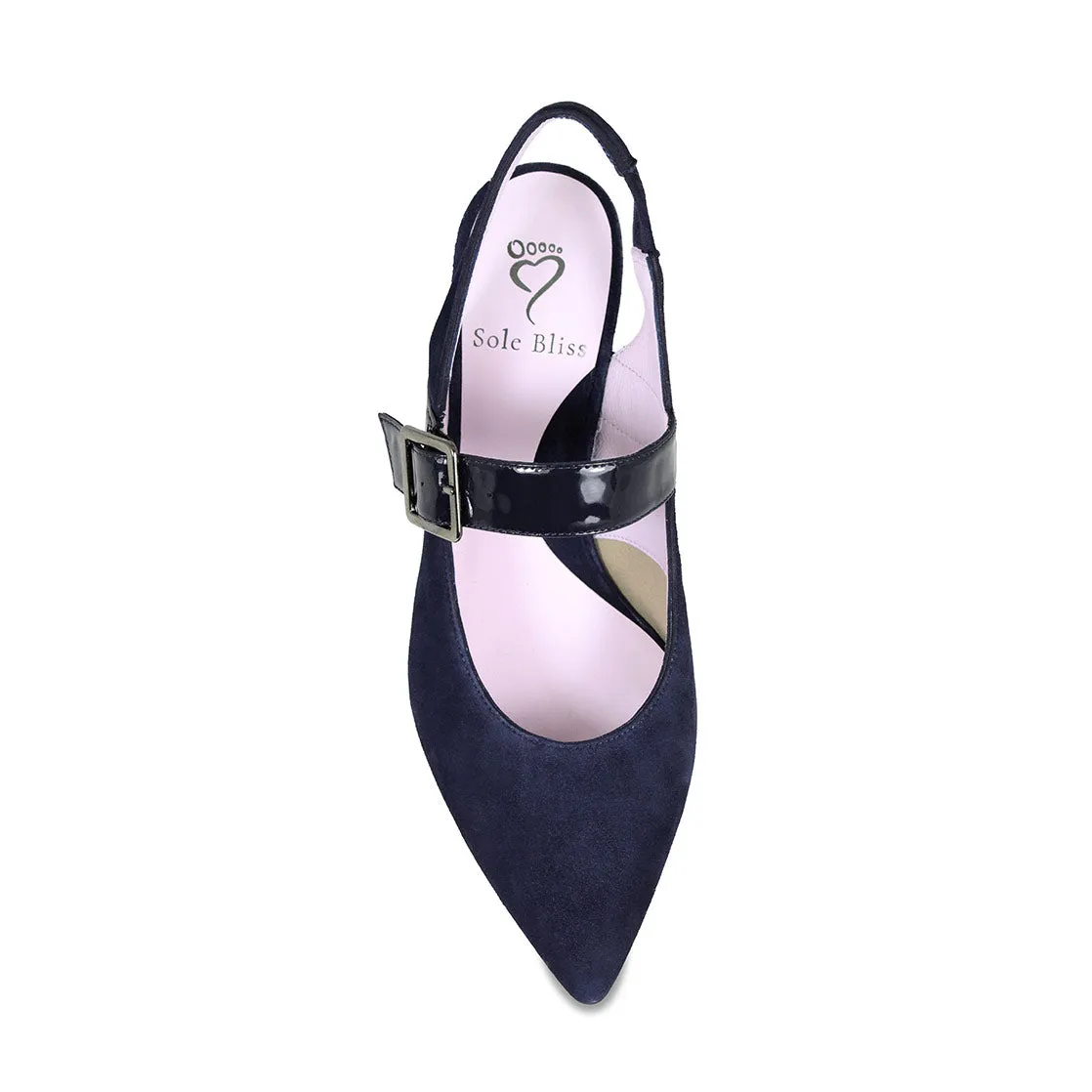 Heel Safe Corinne: Navy Suede & Patent