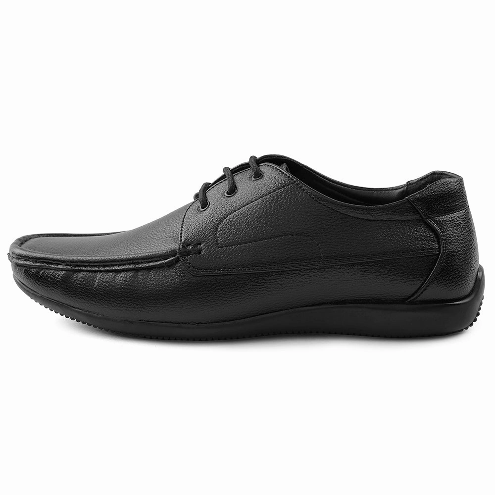 Fortune Black Lacing Formal Derby Shoes For Men HML-6E By Liberty Sharp Silhouette Clean Profile