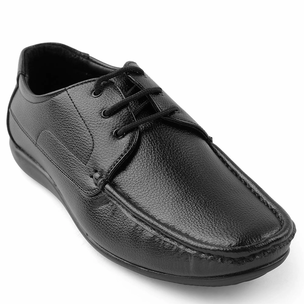 Sharp Finish Step Support Fortune Black Lacing Formal Derby Shoes For Men HML-6E By Liberty