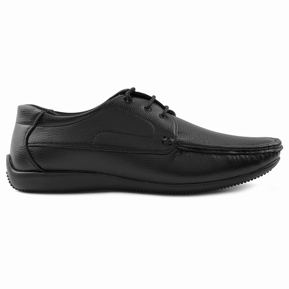 Fortune Black Lacing Formal Derby Shoes For Men HML-6E By Liberty Leather Tread Breathable All-Day Fit