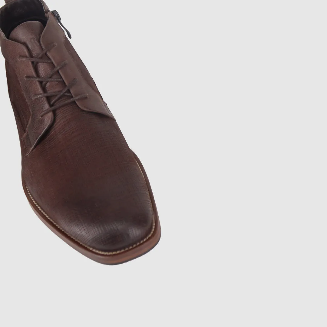 Versatile Design Tailor Lace Up Boots Coffee