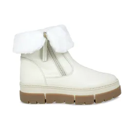 Wonder: Cream Leather & Shearling Ventilation Perforations