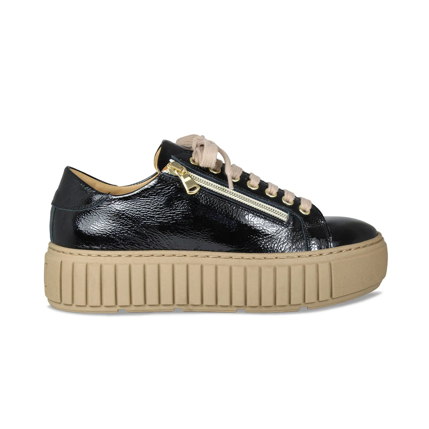 Track: Black Patent Leather Comfortable Feel Velcro Strap