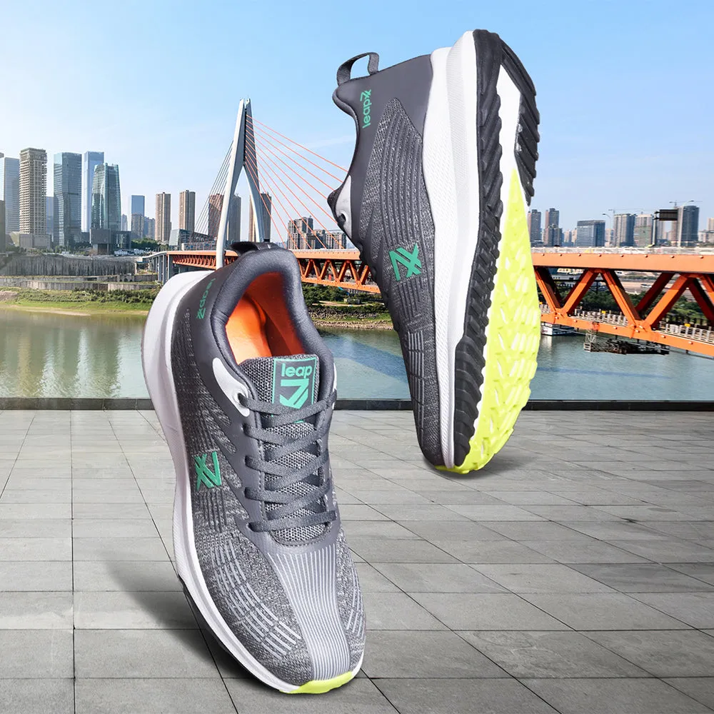 Leap7x Grey Lacing Sports Running Shoes For Men RW-14 By Liberty Adaptive Heel Cradle