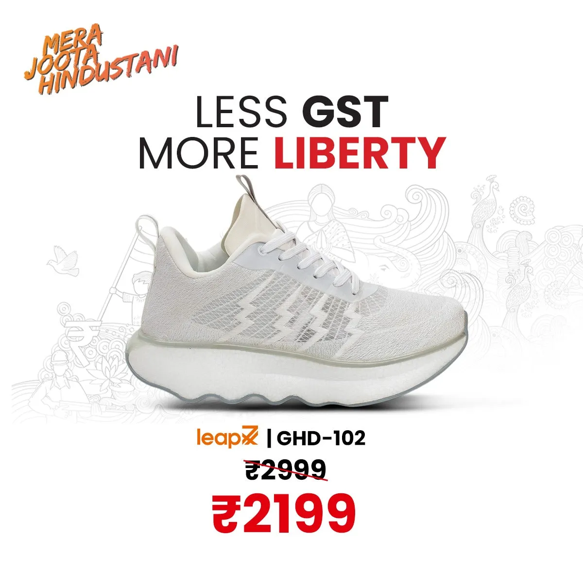running in an underpass area shoes Leap7x White Sports Lacing Running Shoes For Men GHD-102 By Liberty