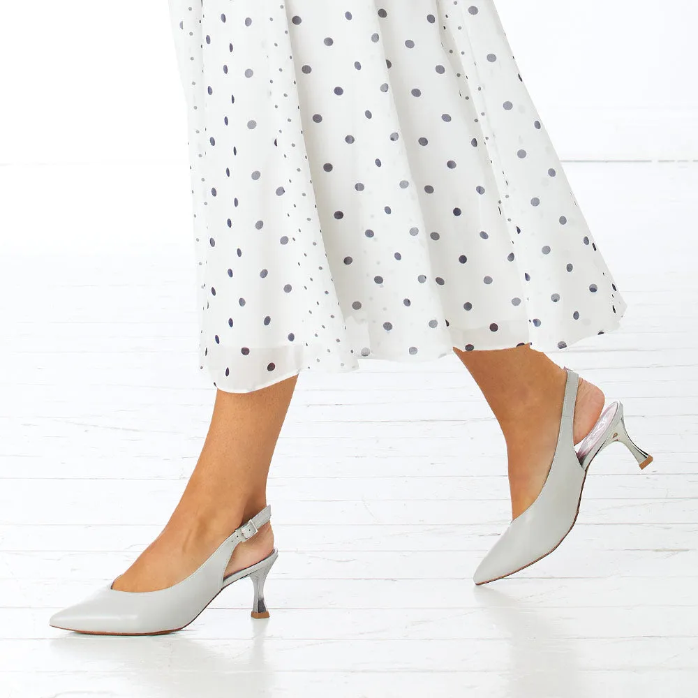 Audrey: Pale Grey Leather Wear Light Out And About