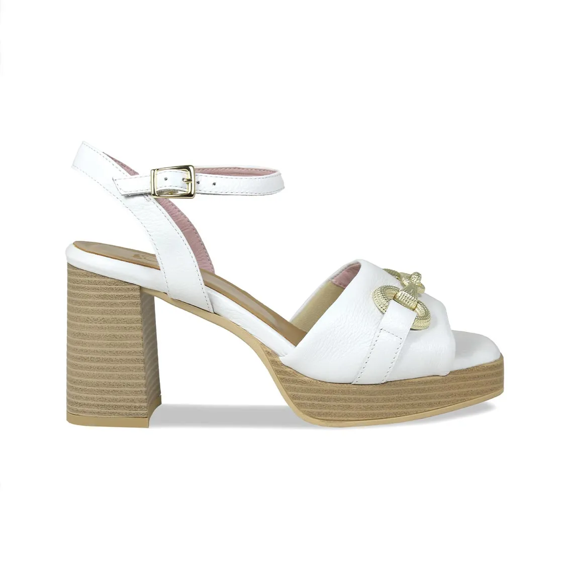 Selma: White Leather Zero Drop Platform