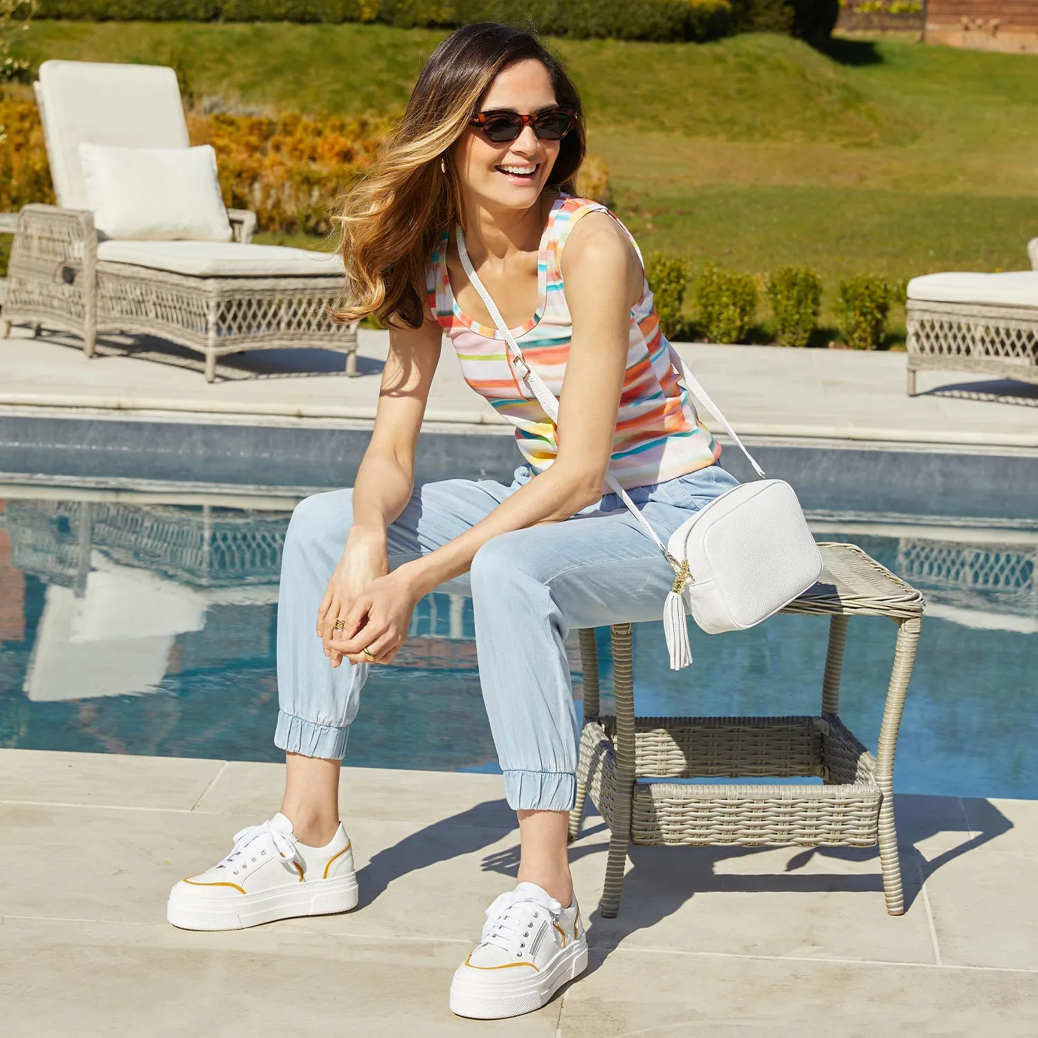 Weatherproof Stitching Track Trek Jazz: White Leather & Sunflower