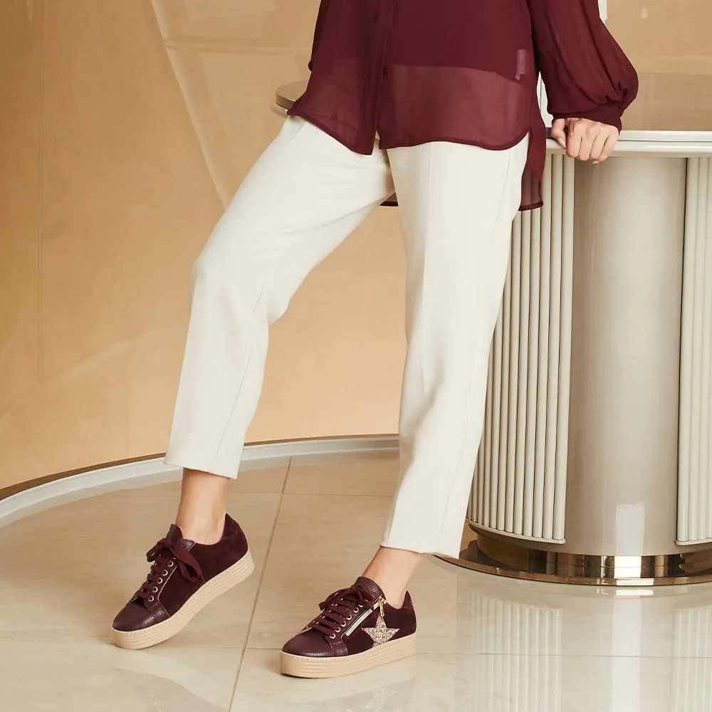 Adjustable Fit System Mark Step Hampton Star: Bordeau Leather & Glitter