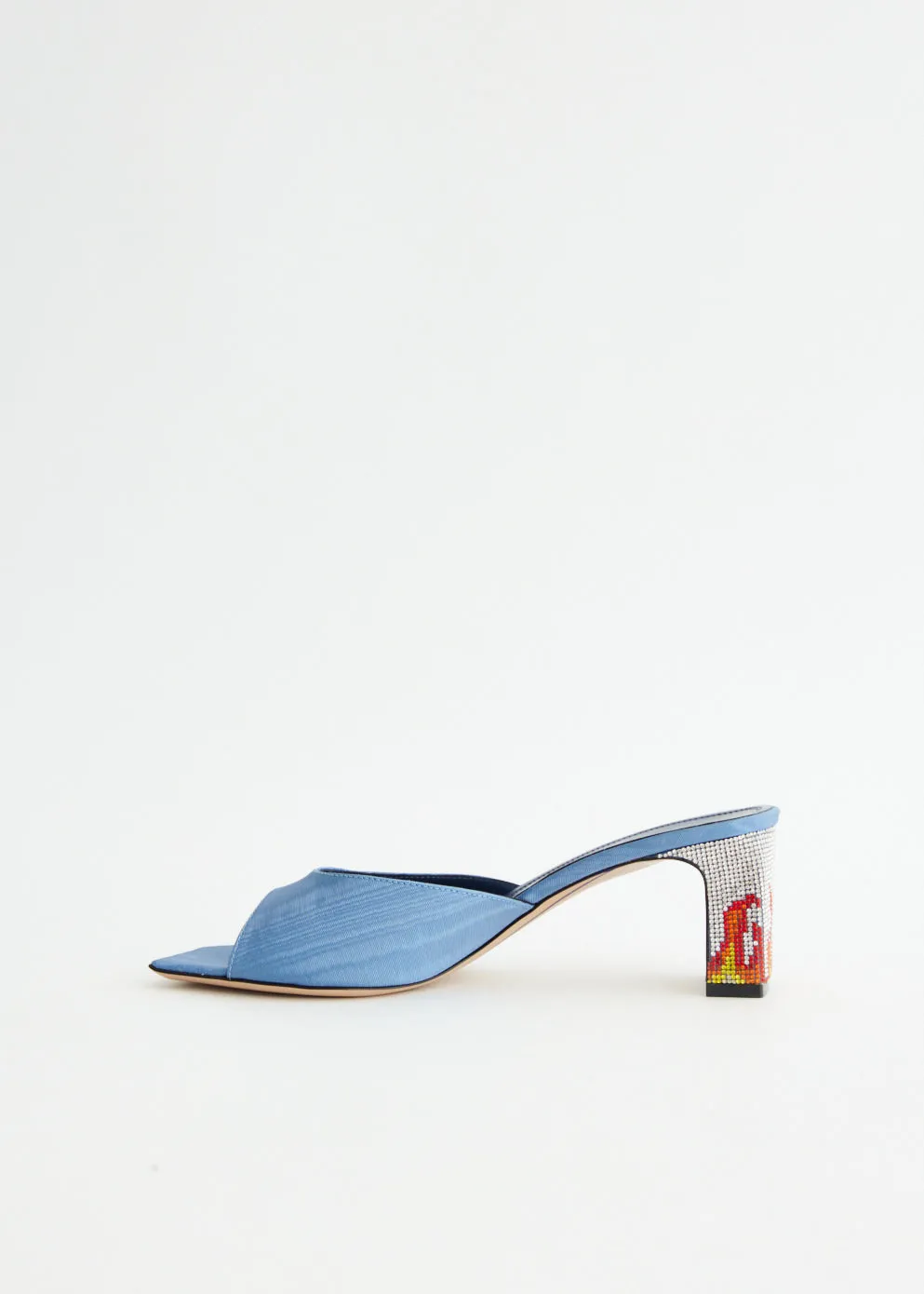 Ade Grosgrain Moire Denim Mules Tight Fit