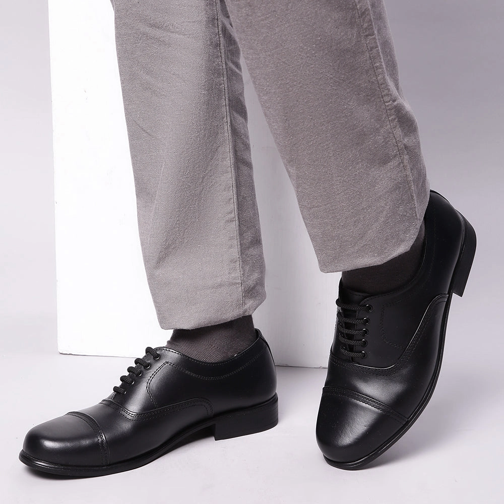 Textured Finish Client Meeting Leather Wear Fit Fortune Black Classic Oxford Shoes For Men 7168-03 By Liberty