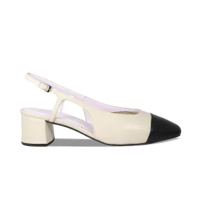 Venus: Cream & Black Leather Trail Step Bounce Back Foam