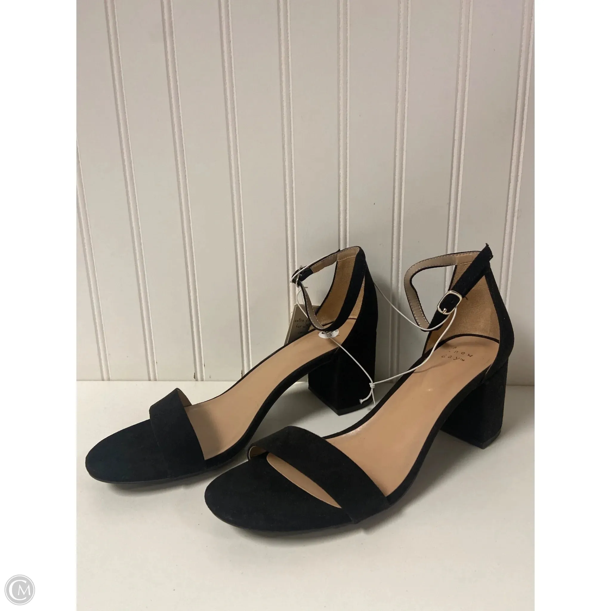 Sandals Heels Block By A New Day In Black, Size: 9.5 Warm Interior