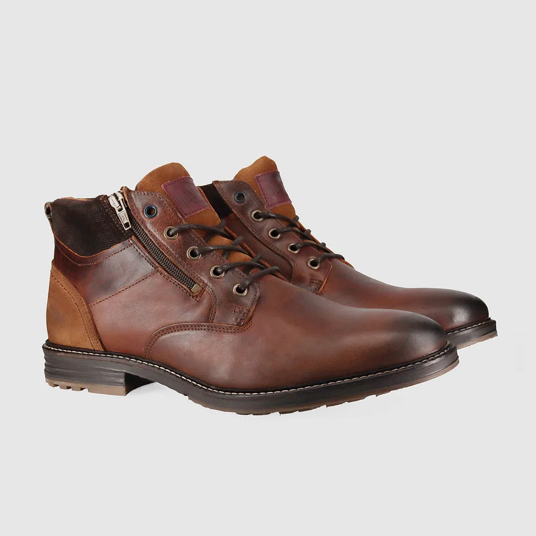 Reinforced Form Adventure Journey Nash Lace Up Boots Cognac