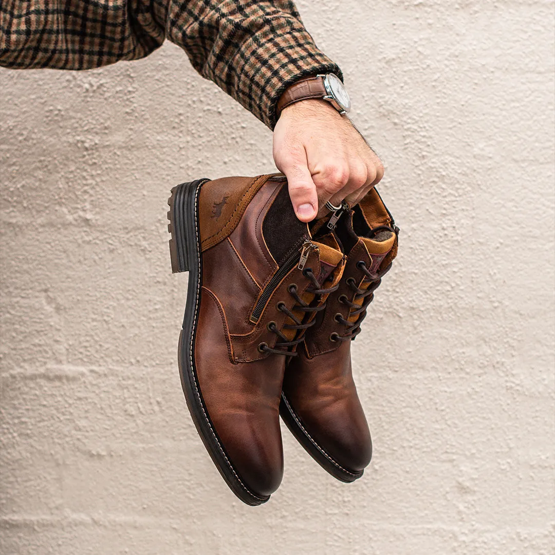 Anti-Slip Function Nash Lace Up Boots Cognac