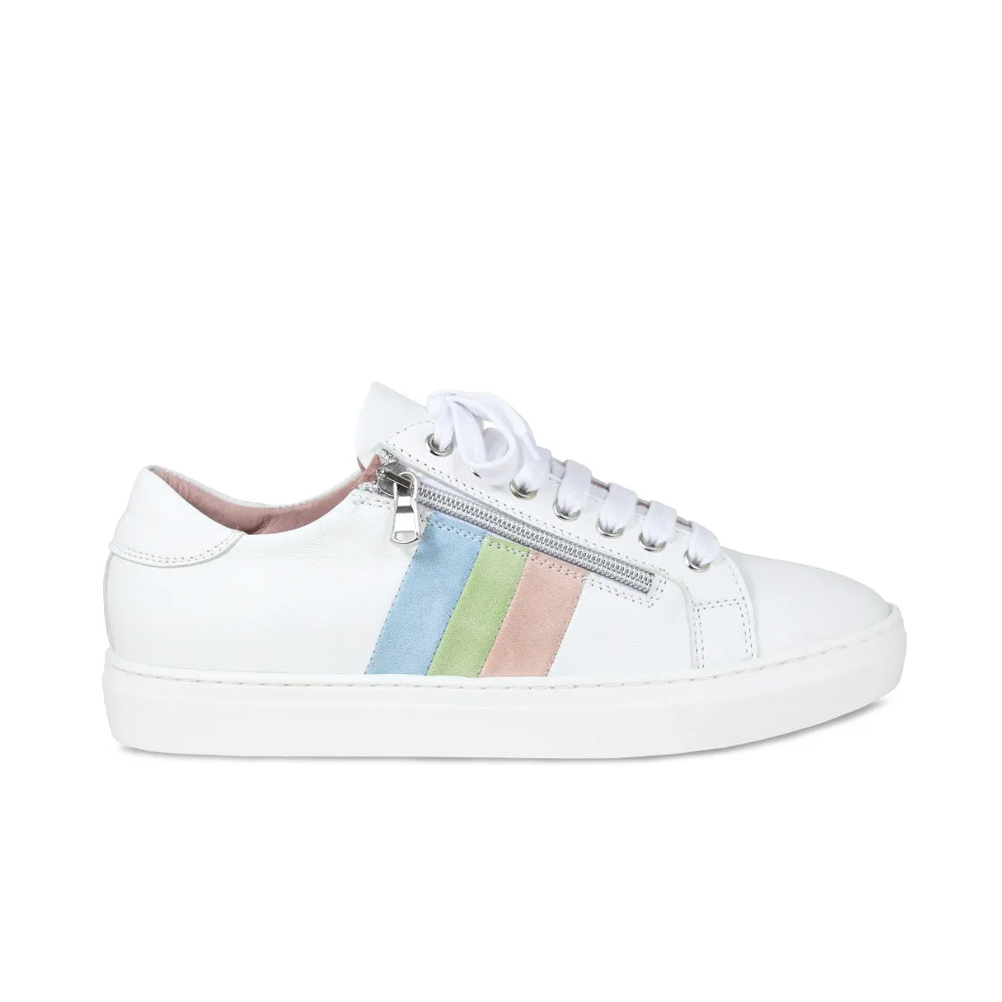 Ultra Run Parkour Step Sprint: White Leather & Multi Pastel