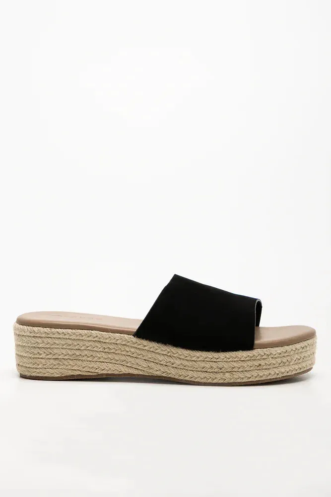 Wedge Mule Sandal Black Trendy Vibe