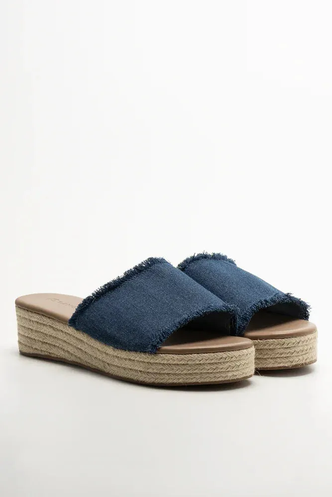 Wedge Mule Sandals Blue Summer Spark