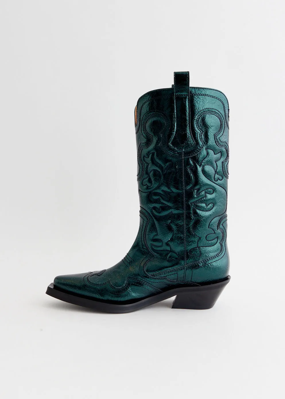 Air Comfort Mid Shaft Metallic Embroidered Western Boots