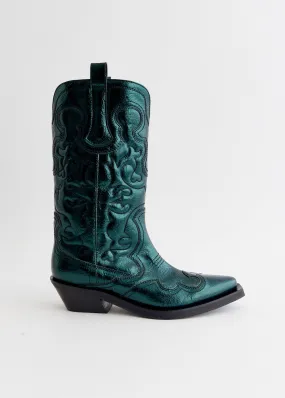shape fit Mid Shaft Metallic Embroidered Western Boots