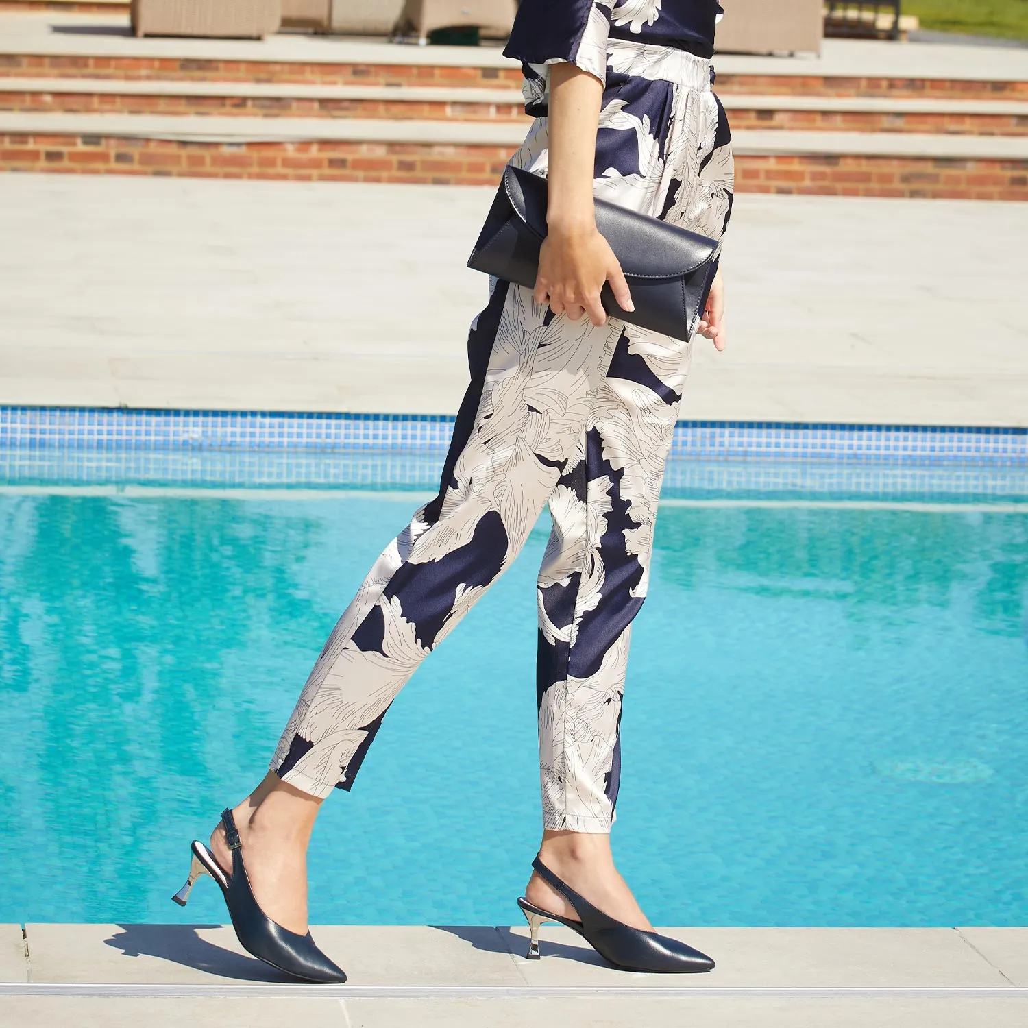 Audrey: Navy Leather Toe Protection Smart Style